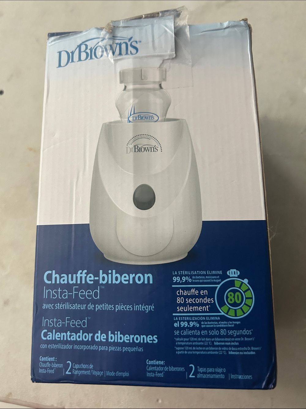 Dr. Brown's Insta-Feed Bottle Warmer - White/Blue